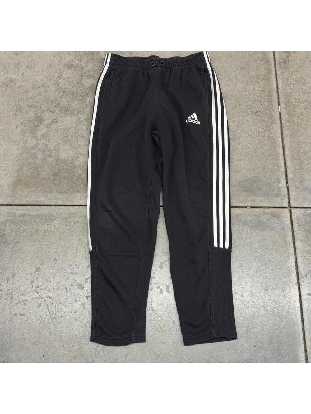 vintage adidas black and white straight leg sweatpants size large NO DRAWSTRING